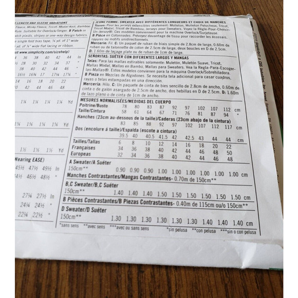 Simplicity Pattern S8950 Ms V-Neck Knit Sweater Tops w/Length~Sleeve Size 6-14 - Picture 4 of 6